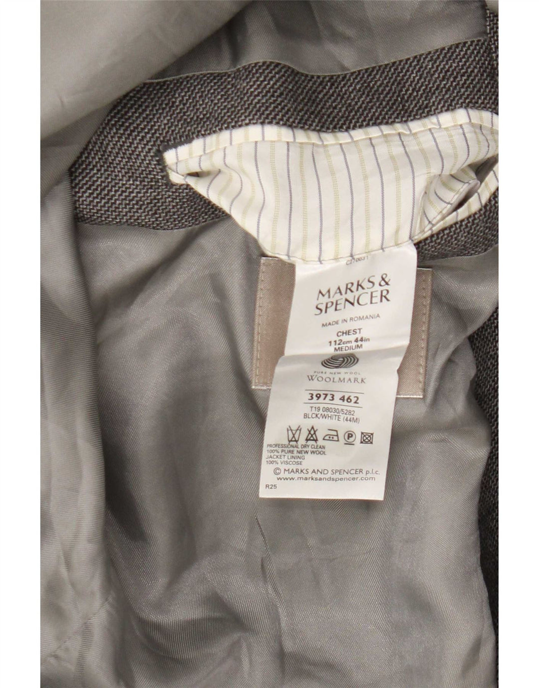Marks & Spencer Veste blazer à 2 boutons pour homme UK 44 XL Gris laine vierge