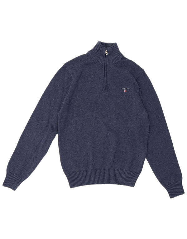 Gant Homme Pull Col Zippé Petit Bleu Marine Coton