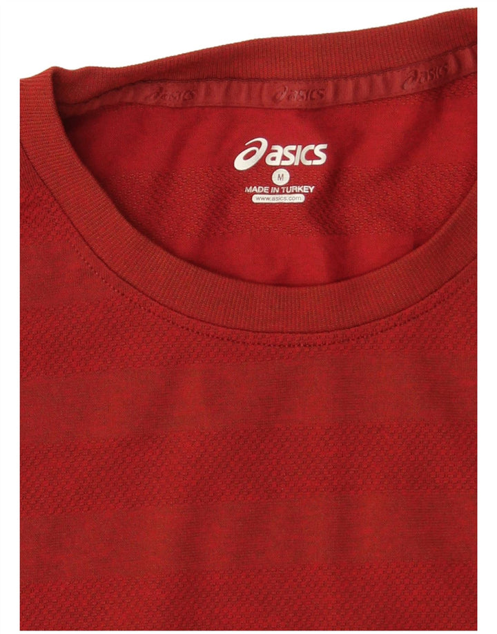 ASICS T-Shirt Homme Rayé Rouge Moyen