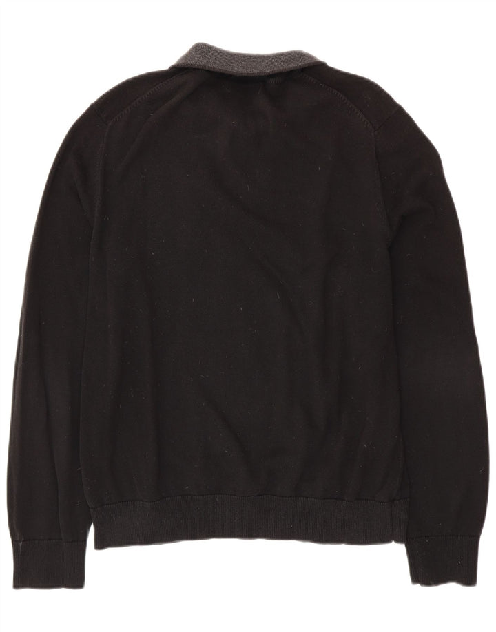 NAUTICA Pull à col zippé pour homme en coton noir Taille L