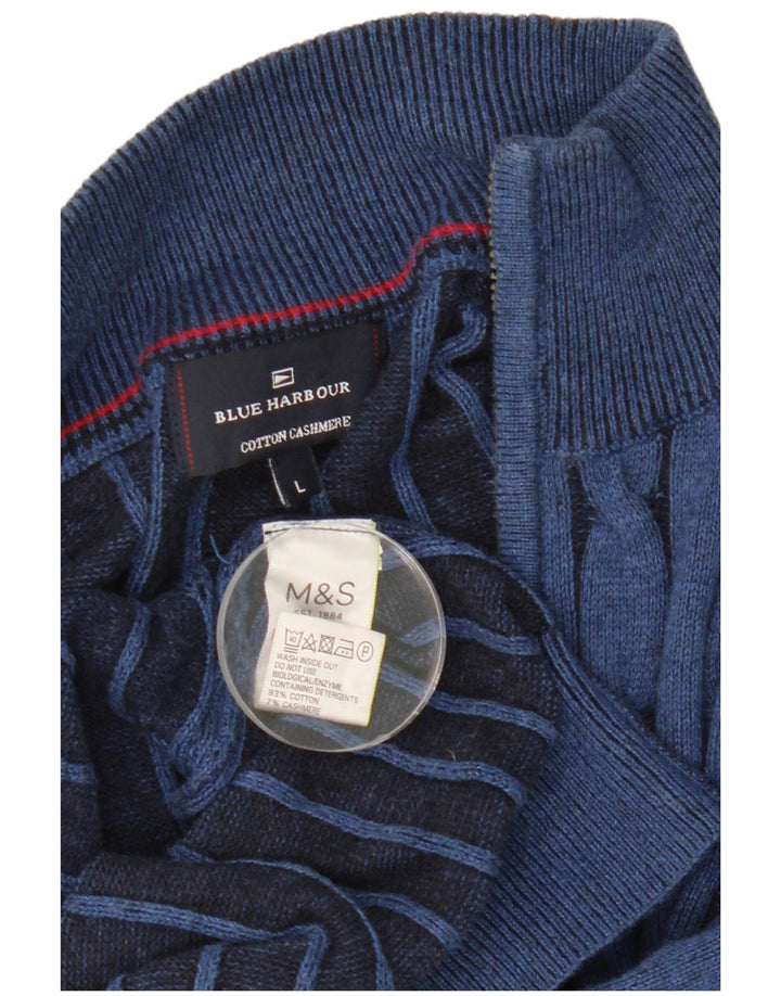 Marks & Spencer Pull Cardigan Blue Harbour pour Homme en Coton Bleu Large