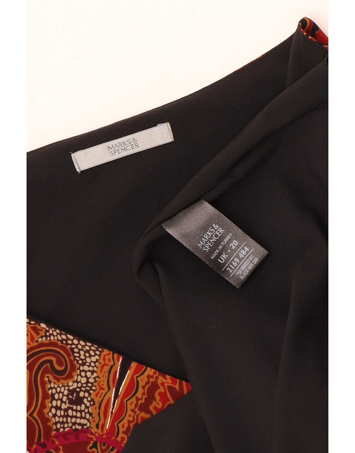 Marks & Spencer Chemisier Femme Top UK 20 2XL Noir Paisley Polyester