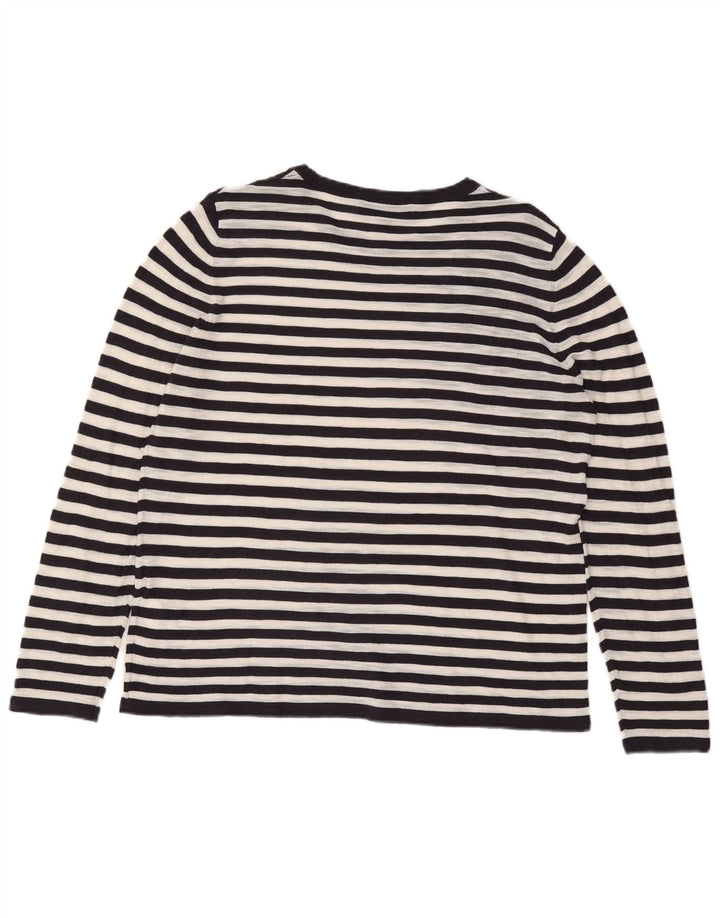 Zara Femme Top Manches Longues UK 44 Large Noir Rayé Polyamide