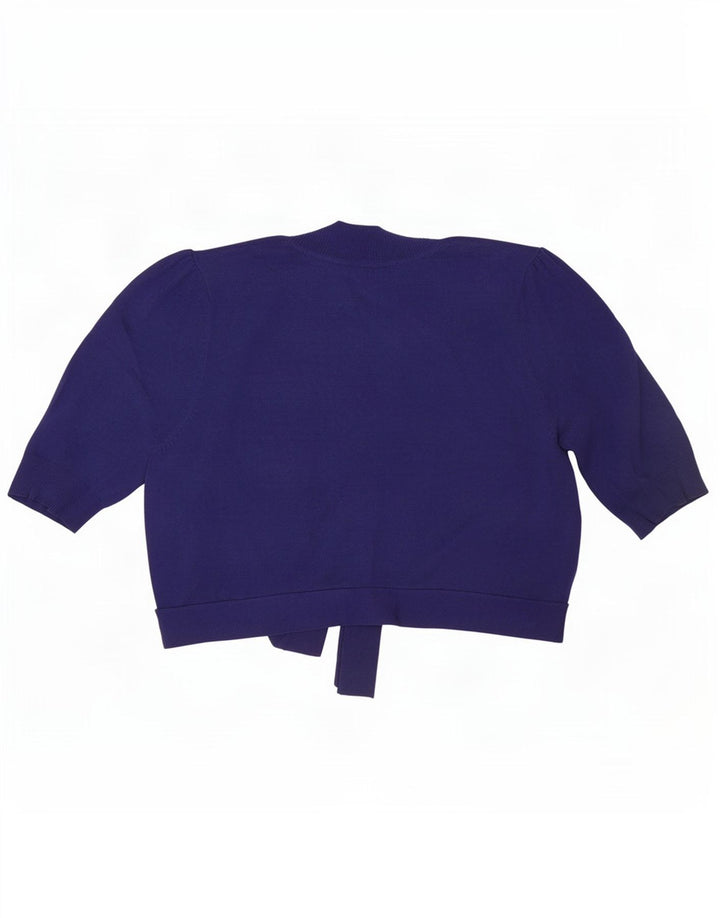 Marks & Spencer Pull cardigan à manches courtes pour femme UK 14 Bleu marine moyen