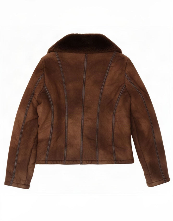 Benetton Veste Sherpa Femme IT 46 Large Acrylique Marron