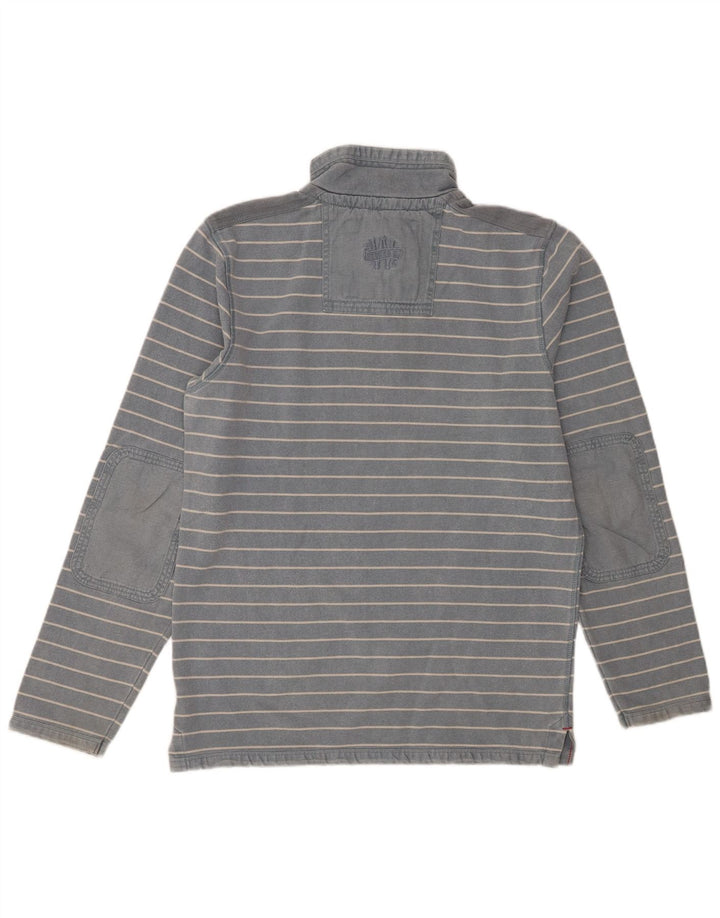 White Stuff Sweat-Shirt à Col Zippé Homme Bleu Moyen Rayé en Coton