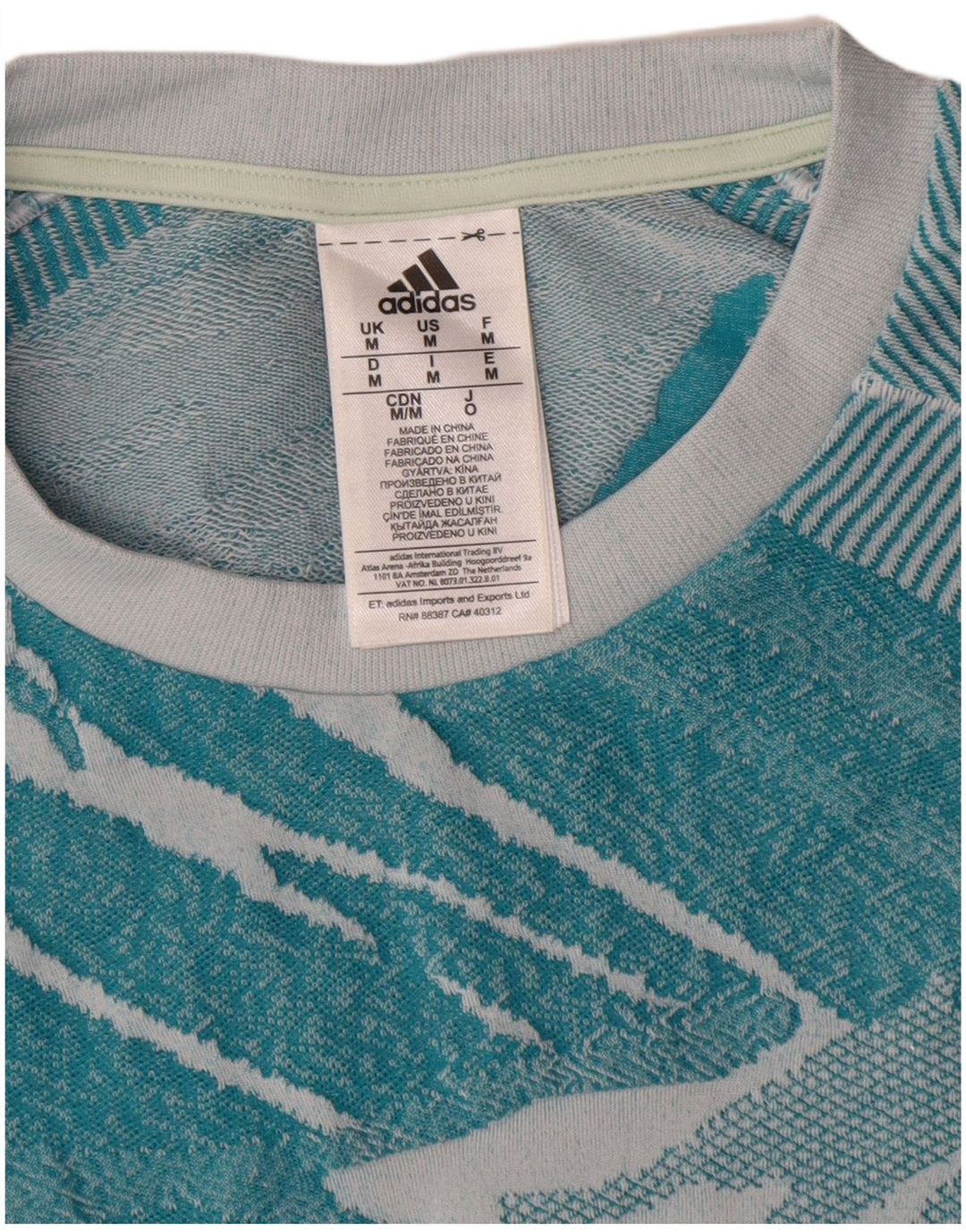 Adidas T-shirt à motif abstrait pour homme Bleu moyen Polyester