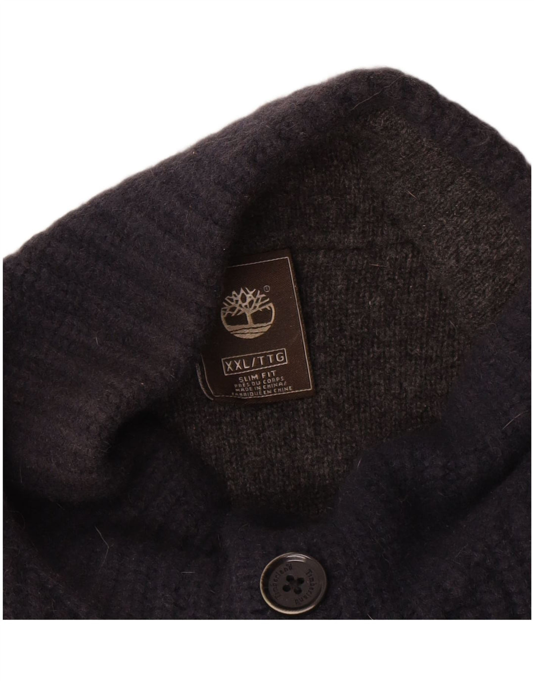 Timberland Pull à col boutonné pour homme 2XL en laine d'agneau bleu marine