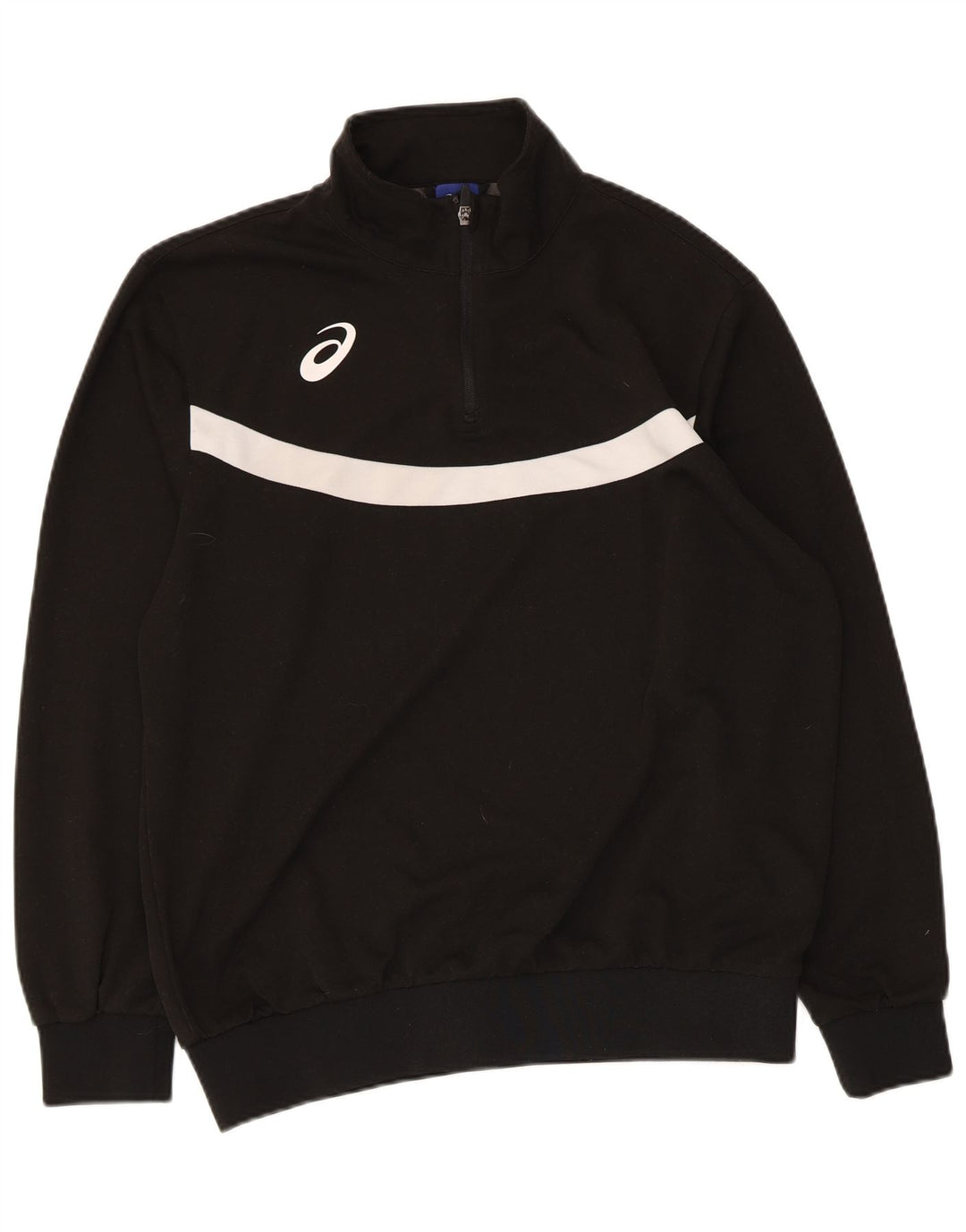 Asics Sweat-shirt à col zippé pour hommes, grand noir, polyester color block