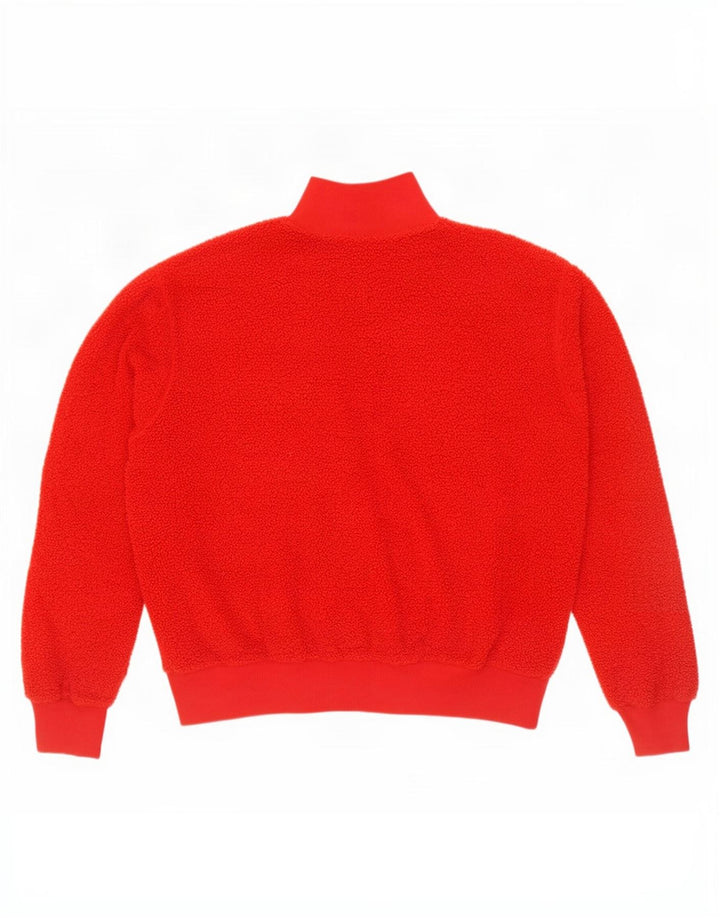 Topshop Pull polaire surdimensionné à col zippé pour femme UK 10 Petit Rouge Polyester