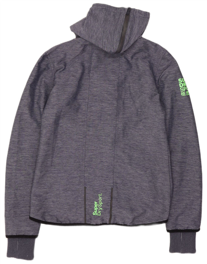 Superdry Veste coupe-vent à capuche pour femme UK 14 Medium Navy Blue Nylon