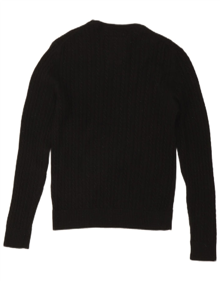 SUPERDRY Pull à col rond pour femme UK 12 Laine noire moyenne