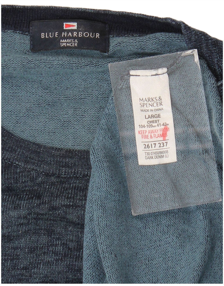 Marks & Spencer Pull à col rond Blue Harbour pour homme, grand bleu marine