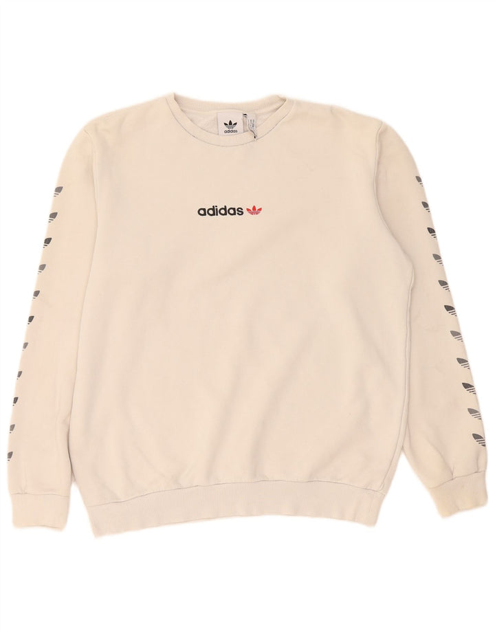 Adidas Sweat-shirt graphique pour homme en coton beige moyen