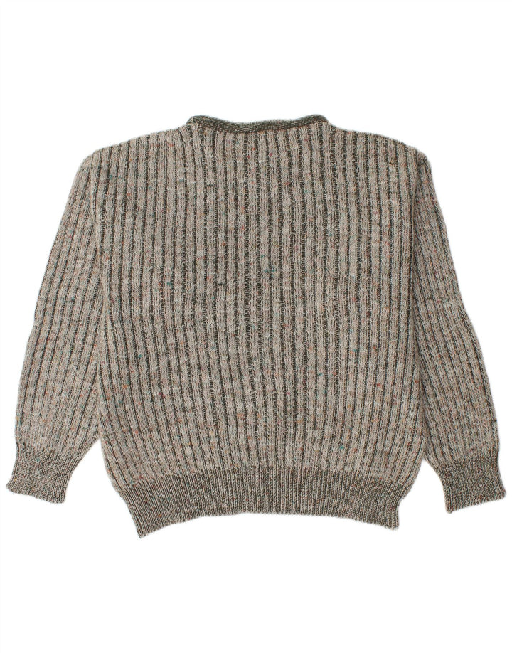 vintage Mens Crew Neck Jumper Pull IT 48 Acrylique Vert Moyen