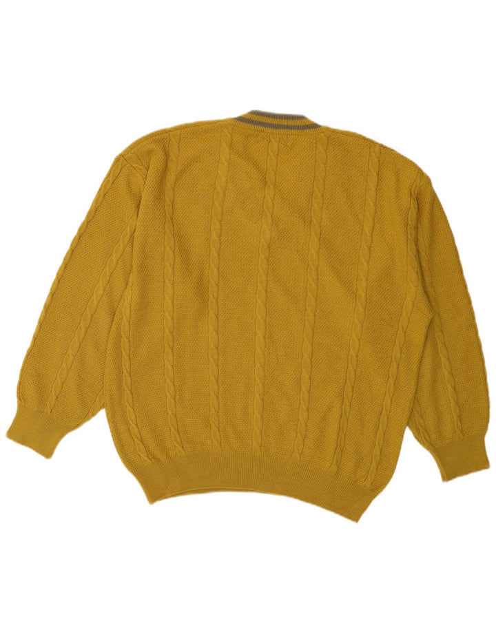 MALAGRIDA Pull surdimensionné à col en V pour femme US 6 Laine jaune moyen