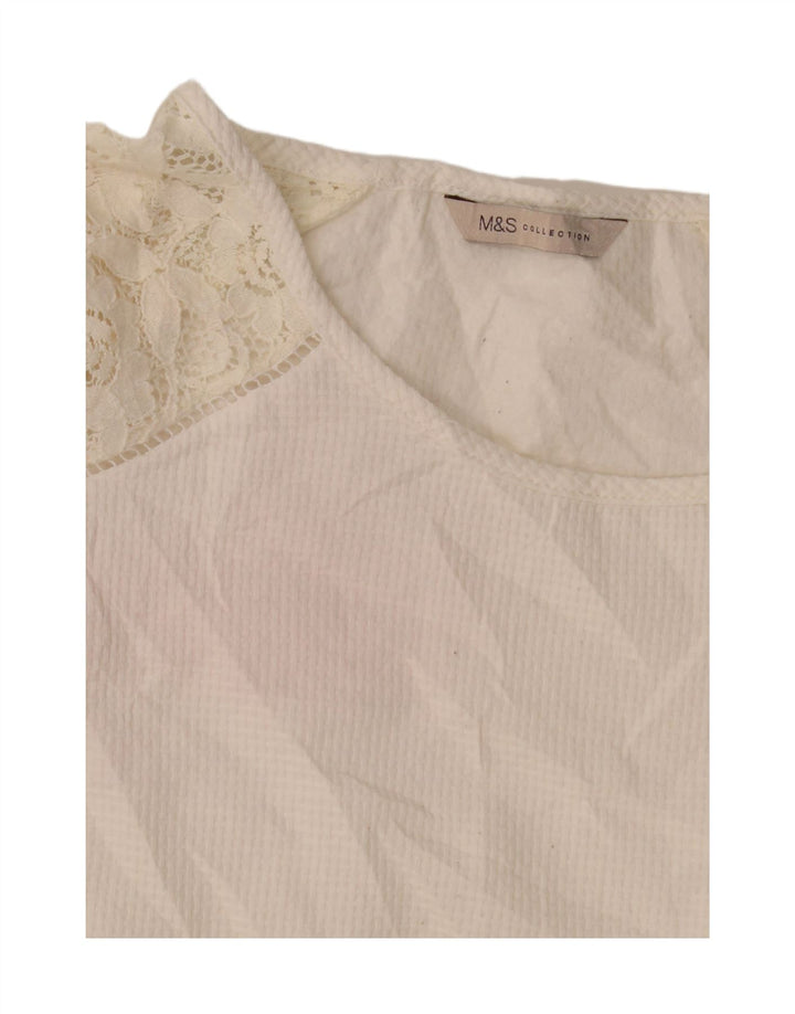 Marks & Spencer Haut à manches 3/4 pour femme UK 14 Grand coton blanc