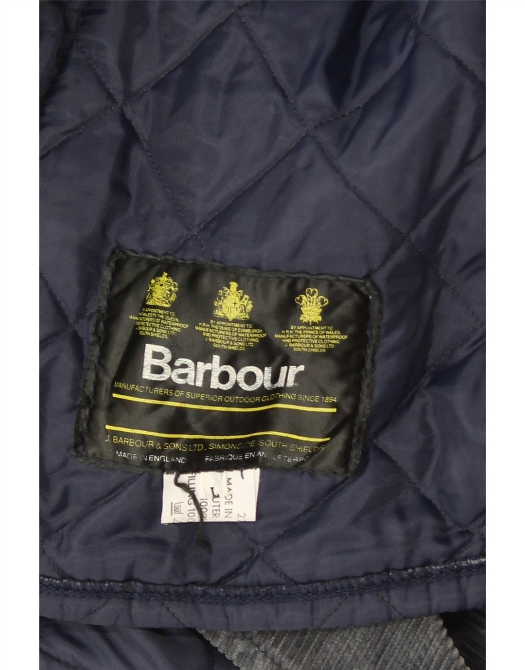 Barbour Veste matelassée pour homme UK 40 Large Bleu Marine Nylon