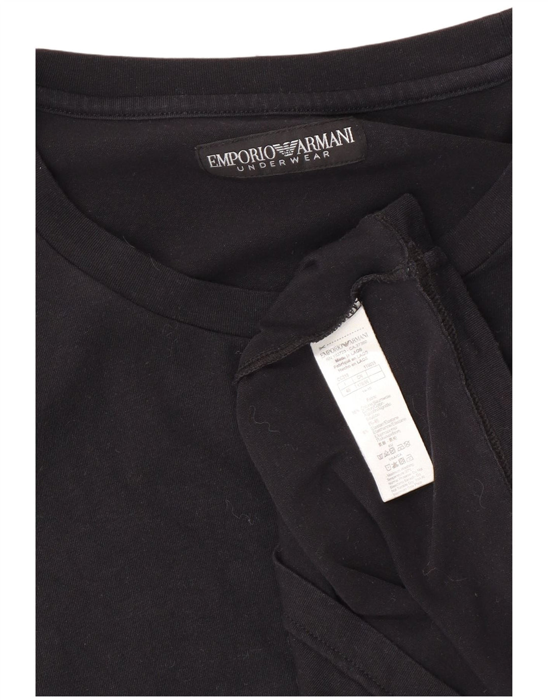 EMPORIO ARMANI Mens T-Shirt Top IT 48 Medium Black Cotton Vintage Emporio Armani and Second-Hand Emporio Armani from Messina Hembry 