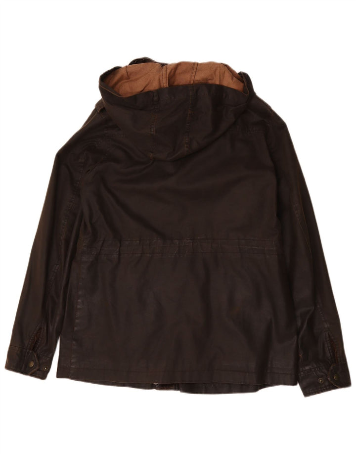 Fat Face Veste à capuche en coton ciré pour femme UK 12 Marron moyen Polyester