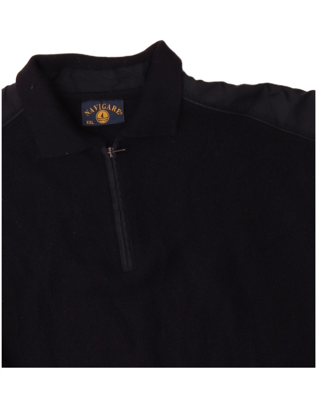 NAVIGARE Pull à col polo pour homme en laine mérinos bleu marine 2XL