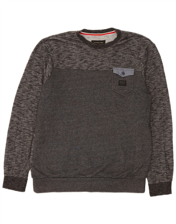 Quiksilver Sweatshirt Jumper Large Gris Moucheté Coton Homme