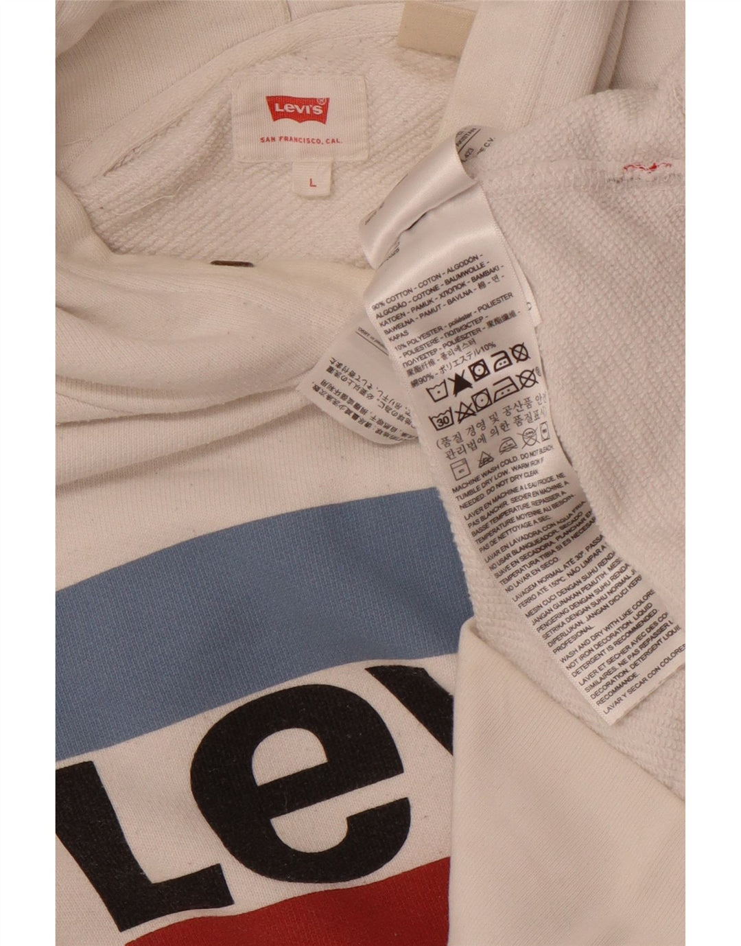 Levi's Pull à Capuche Graphique Homme Blanc Coton Large