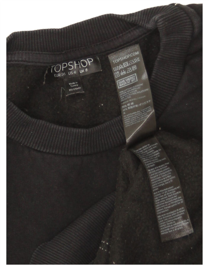 Topshop Sweat-shirt surdimensionné pour femme UK 8 Petit coton noir