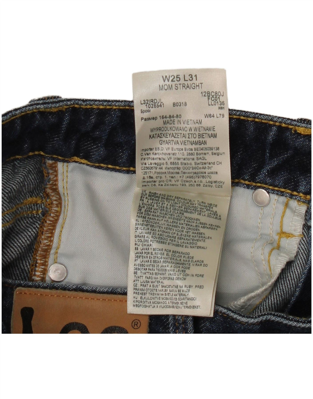 Lee Jean Mom Droit Femme W25 L27 Bleu Marine Coton