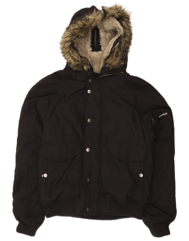 WOOLRICH Veste bomber à capuche pour homme UK 38 Medium Noir Nylon
