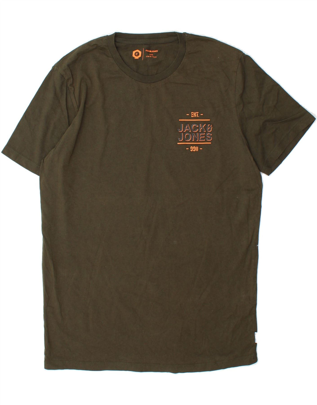 JACK & JONES Mens Core Graphic T-Shirt Top Large Khaki Cotton Vintage Jack & Jones and Second-Hand Jack & Jones from Messina Hembry 