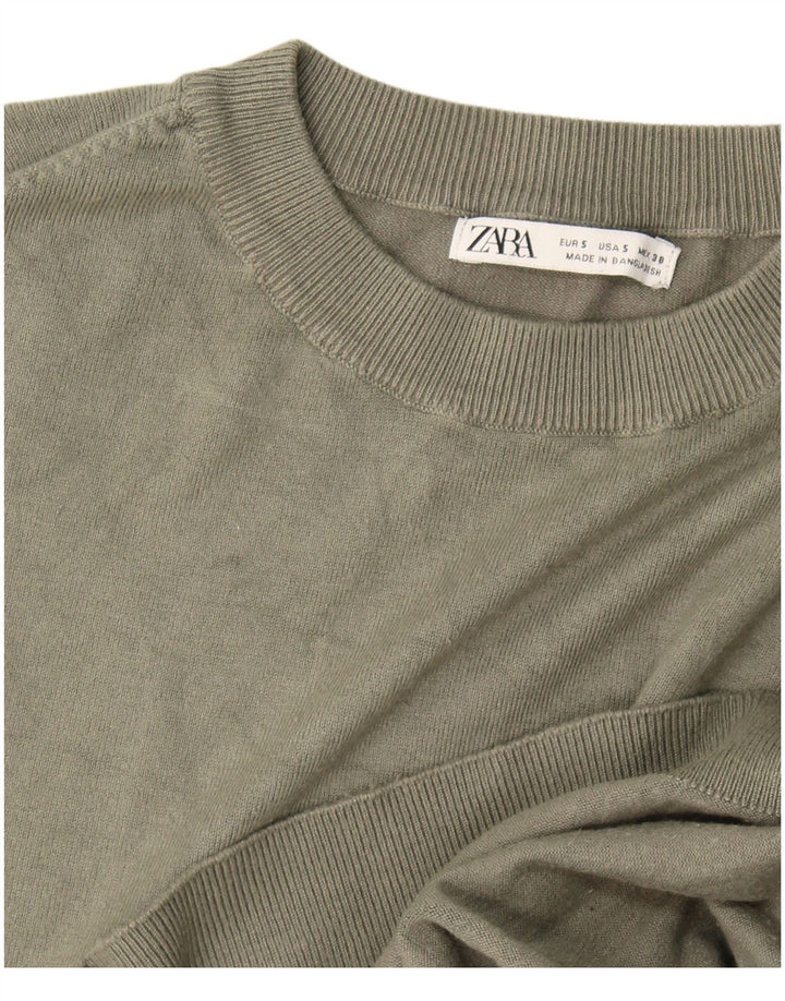 Zara Pull à col rond pour homme Petit Kaki