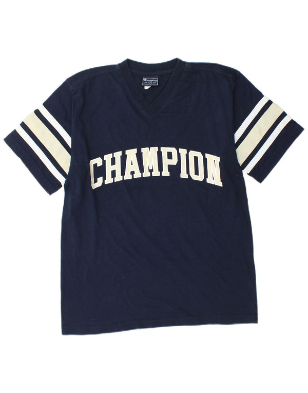 CHAMPION T-Shirt Graphique Homme Petit Bleu Marine Colorblock Coton