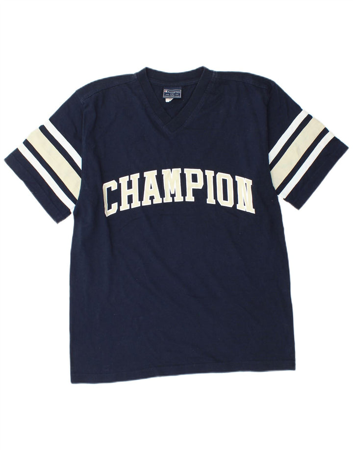 CHAMPION T-Shirt Graphique Homme Petit Bleu Marine Colorblock Coton
