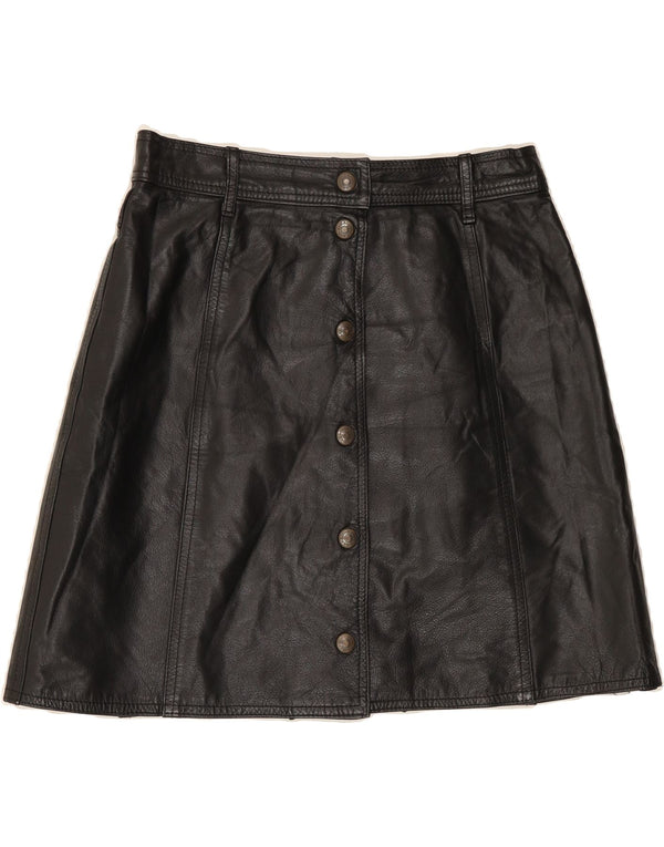 MAX&CO. Womens Leather A-Line Skirt UK 14 Medium W28  Black Leather