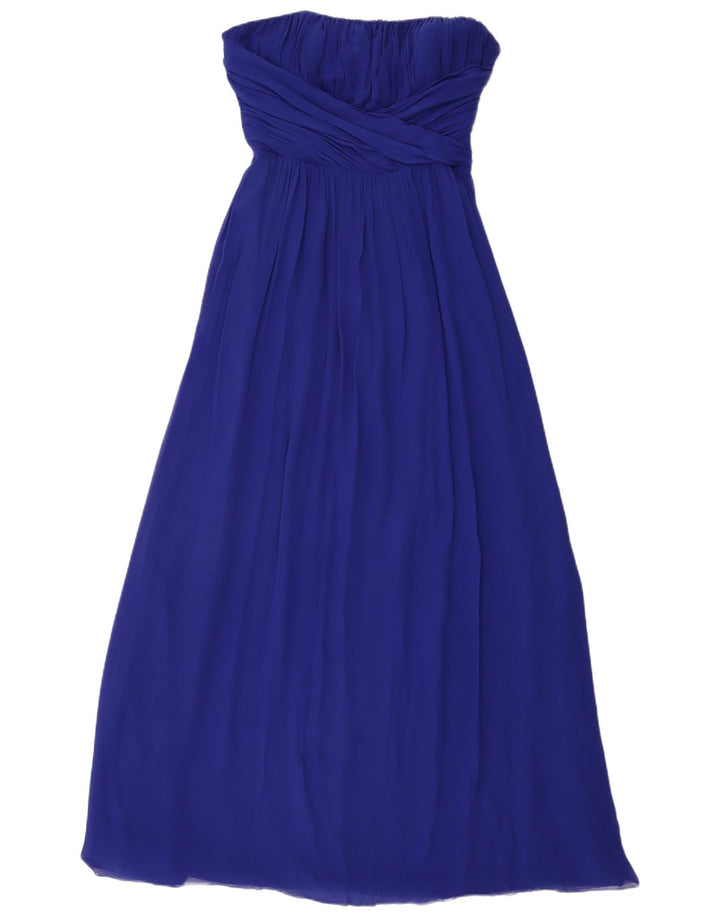 Ted Baker Robe longue sans bretelles pour femme Taille 3 Bleu moyen Soie