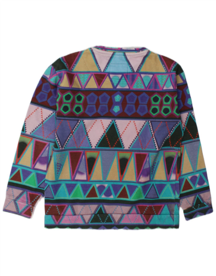 vintage Womens Sweatshirt Jumper UK 14 Moyen Multicolore Géométrique