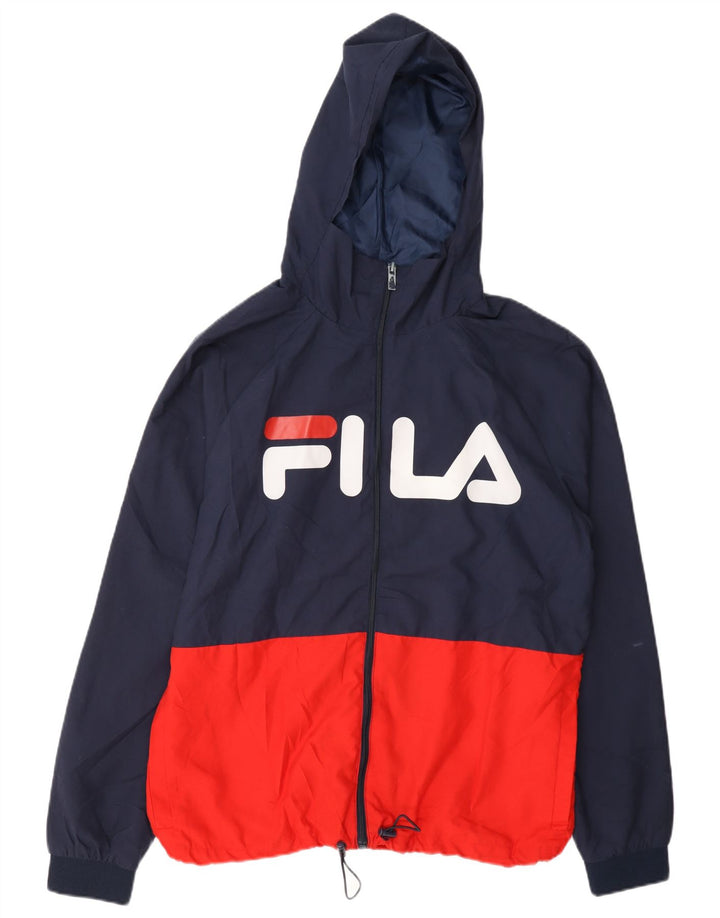 Fila Veste de Survêtement Graphique à Capuche Homme Bleu Marine Moyen Colourblock