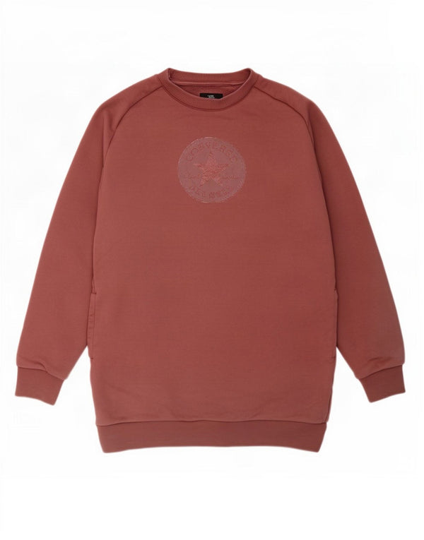 Converse Robe sweat-shirt graphique surdimensionnée pour femme UK 10 Petit Rose