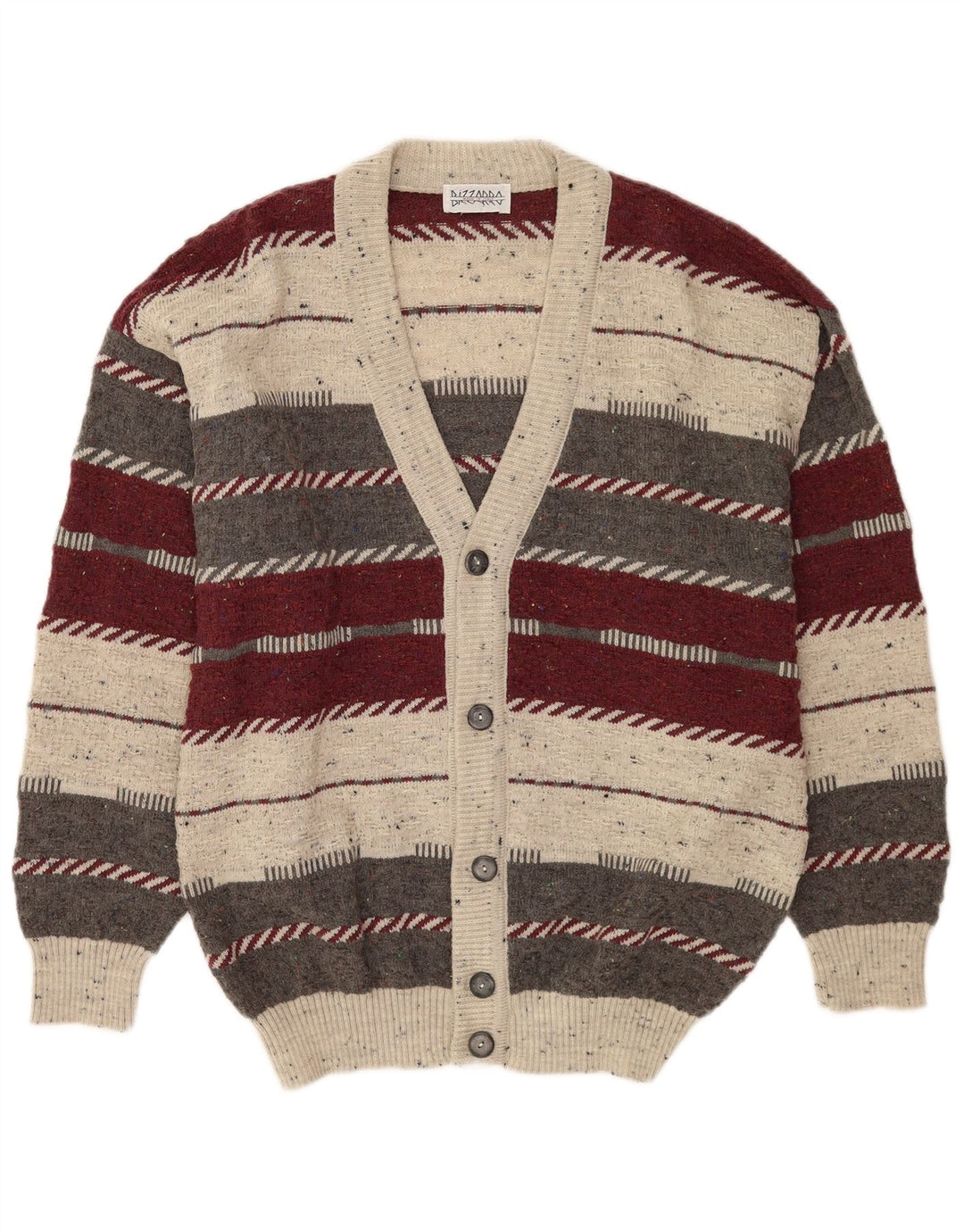 Bizzarro Pull Cardigan Homme IT 46/48 Petite Laine Rayée Multicolore