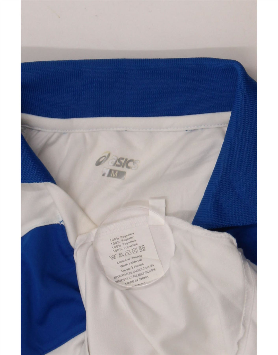 ASICS Polo Homme Blanc Moyen Polyester Colorblock