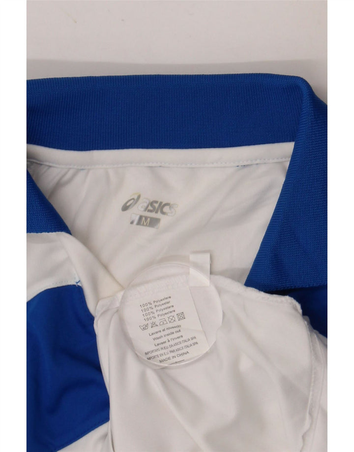 ASICS Polo Homme Blanc Moyen Polyester Colorblock