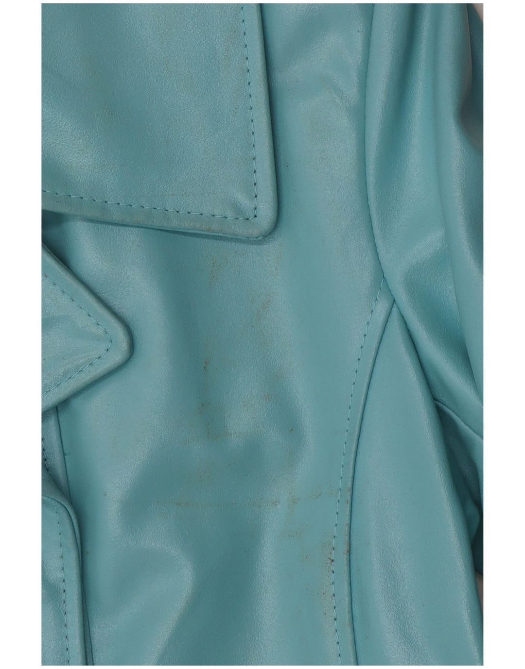 VINTAGE Veste en cuir femme UK 10 Petit cuir bleu