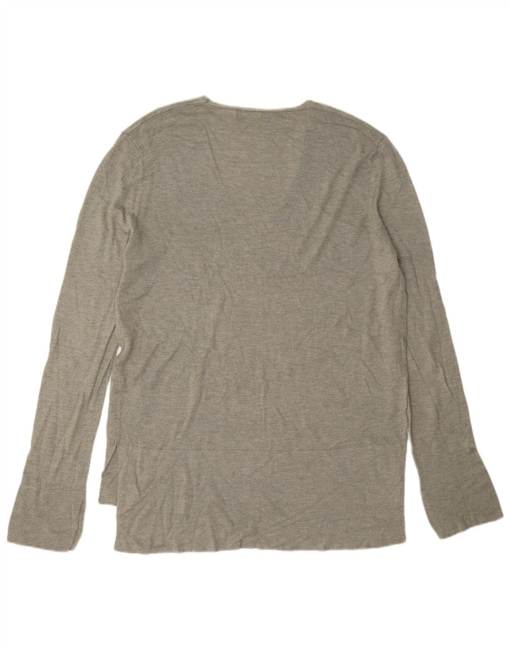 Zara Femme Top Manches Longues UK 16 Large Gris Viscose