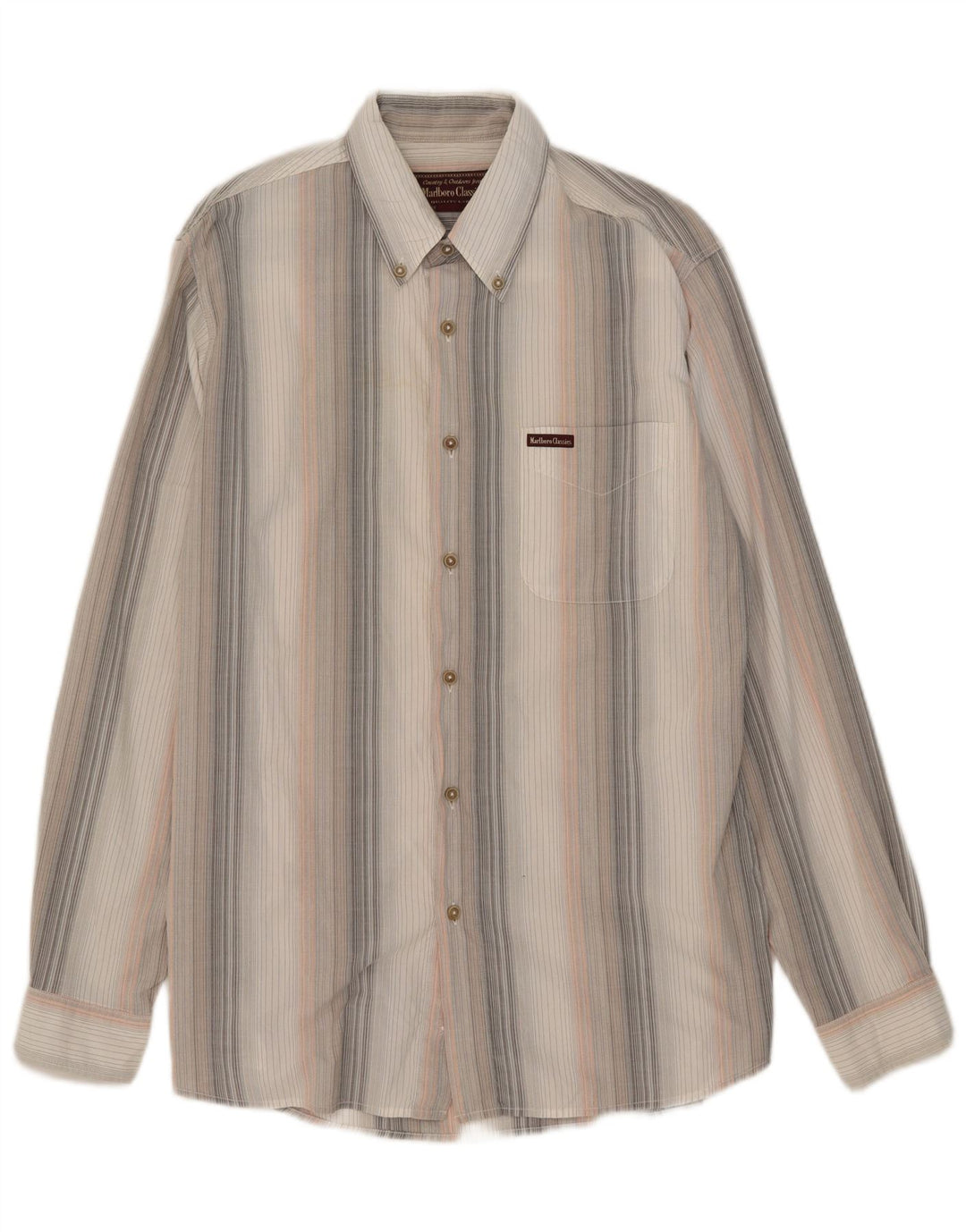 Chemise Homme Marlboro Classics Coton Rayé Blanc Moyen