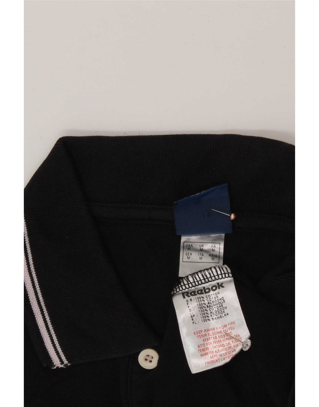 Polo Reebok pour homme en coton noir moyen