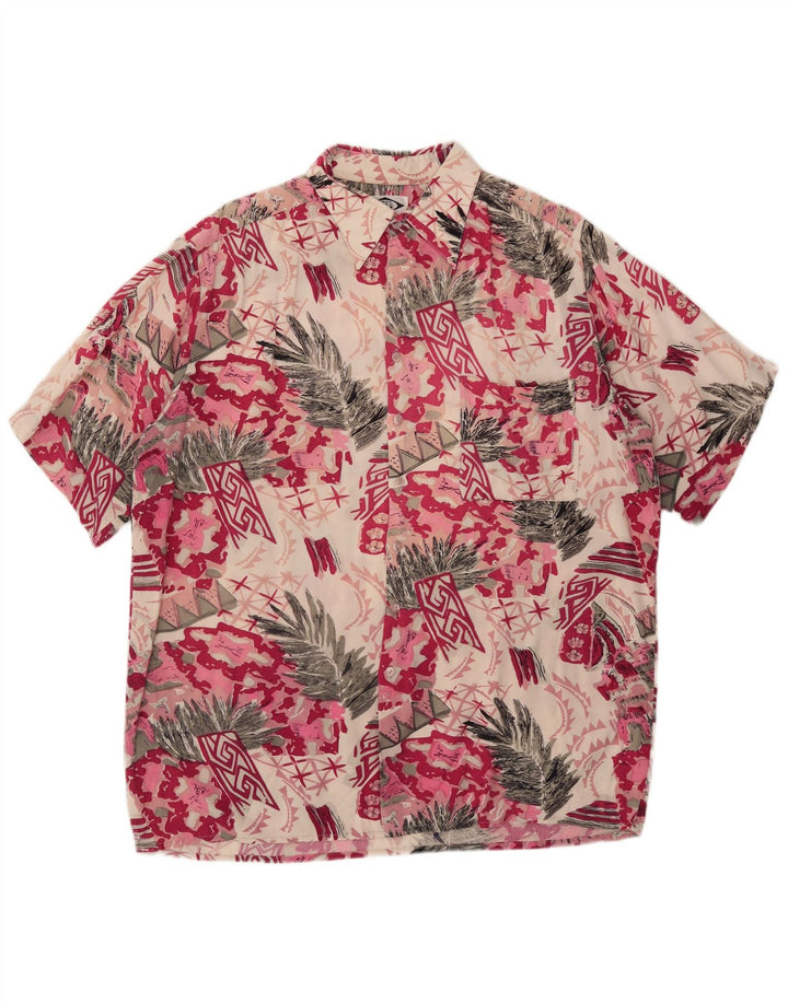Day-X Chemise à manches courtes pour homme Taille 41/42 Large Rose Patchwork Viscose