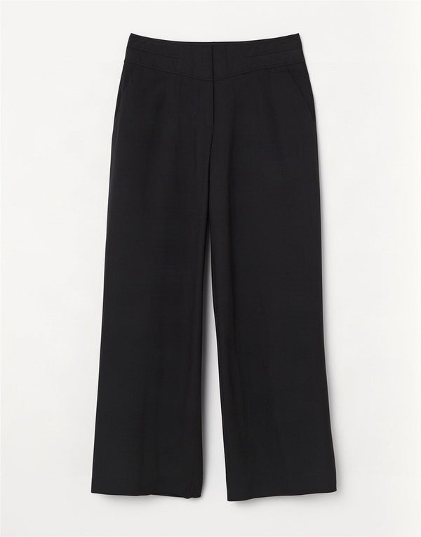 Reiss Pantalon de costume large pour femme UK 10 Small W30 L29 Bleu marine à fines rayures