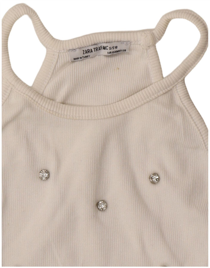 Top court à col licou pour femmes Zara UK 8 Petit Blanc