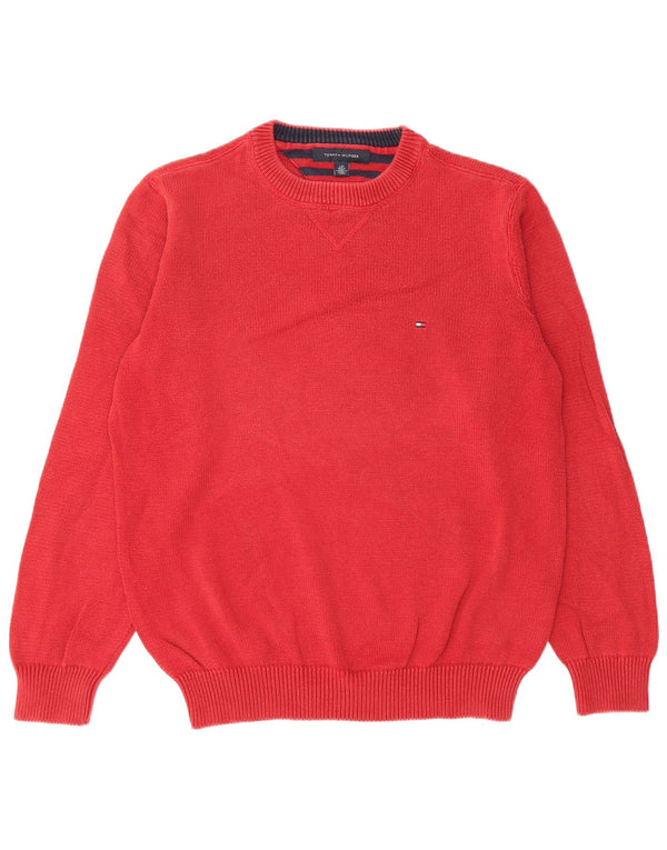 Tommy Hilfiger Pull à col rond pour homme en coton rouge Large
